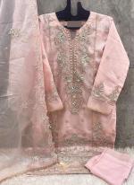 Organza Pink Party Wear Embroidery Work Readymade Pakistani Suit